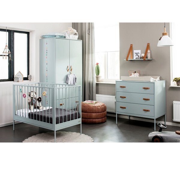 Baby Commode met Leren Handgrepen - Mintgroen, Kinderen en Baby's, Kinderkamer | Complete kinderkamers, Ophalen, Zo goed als nieuw