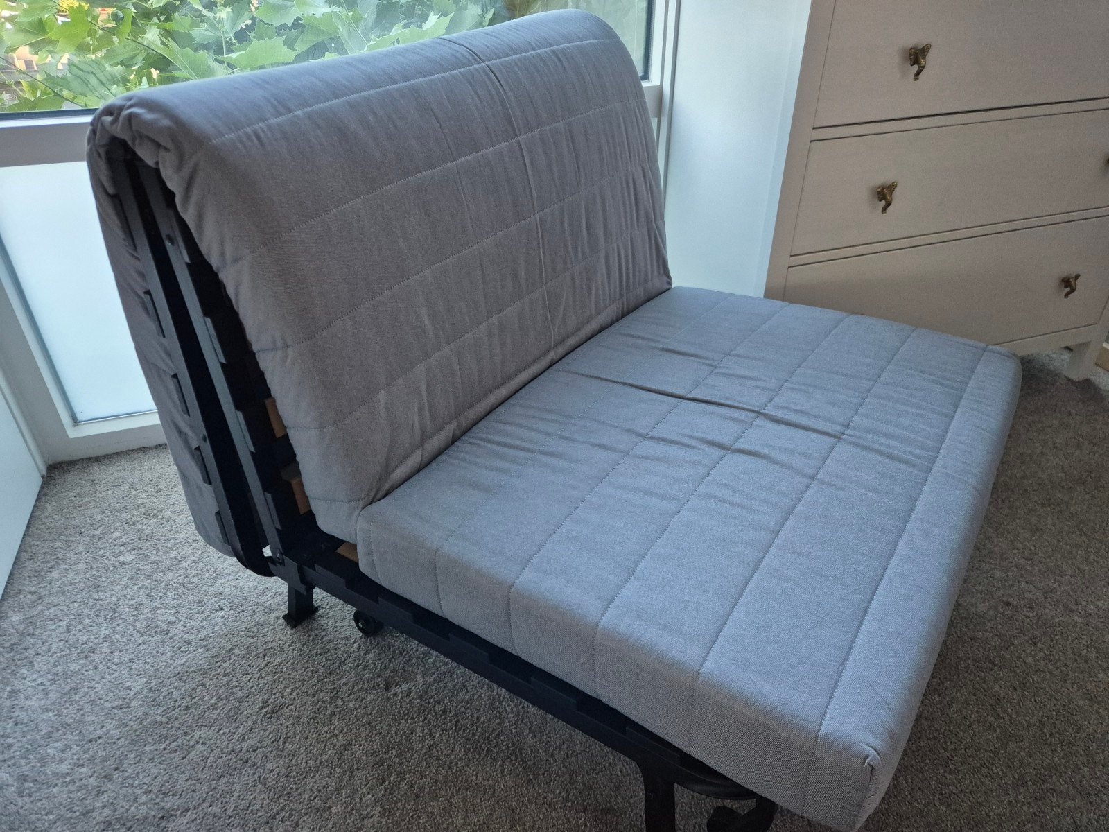 IKEA LYCKSELE LÖVÅS  1 pers. logeerbed evt. beddengoed, Ophalen, 90 cm, Eenpersoons, Beige
