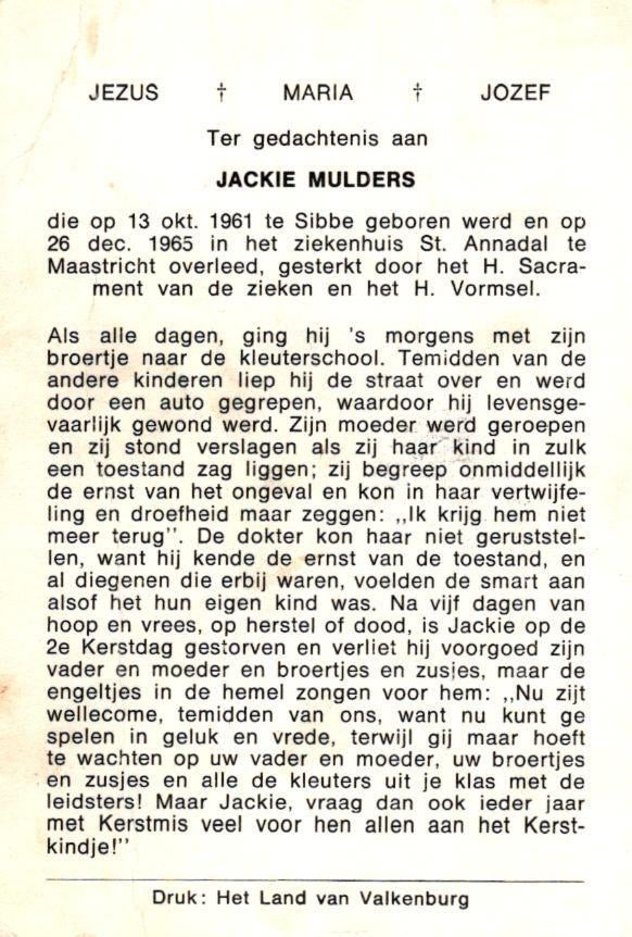 Mulders Jackie 1961-1965 Sibbe, Ophalen of Verzenden