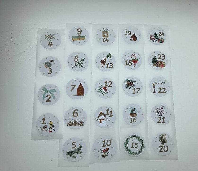 24 stickers advent kalender, Diversen, Ophalen of Verzenden, Nieuw