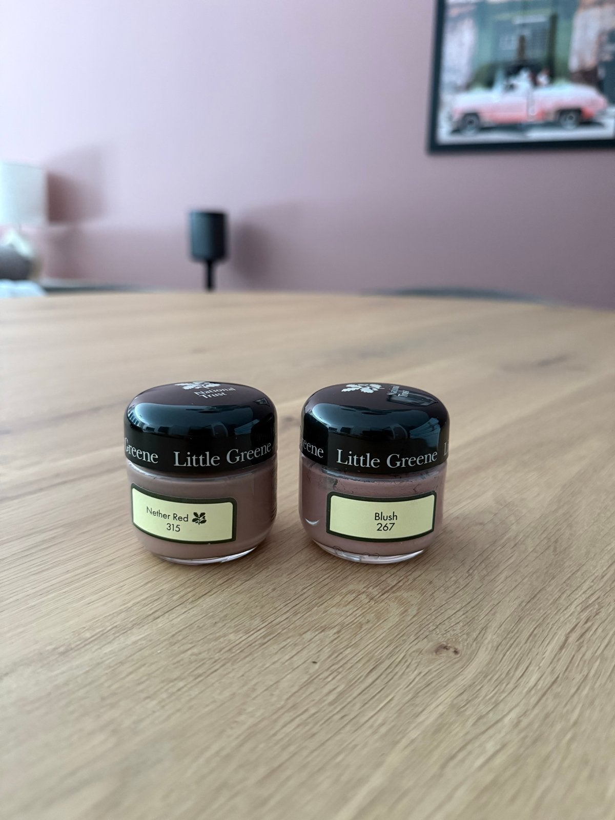 Little Greene verf testers: Blush en Nether Red, Doe-het-zelf en Verbouw, Verf, Beits en Lak, Gebruikt, Ophalen of Verzenden, Verf