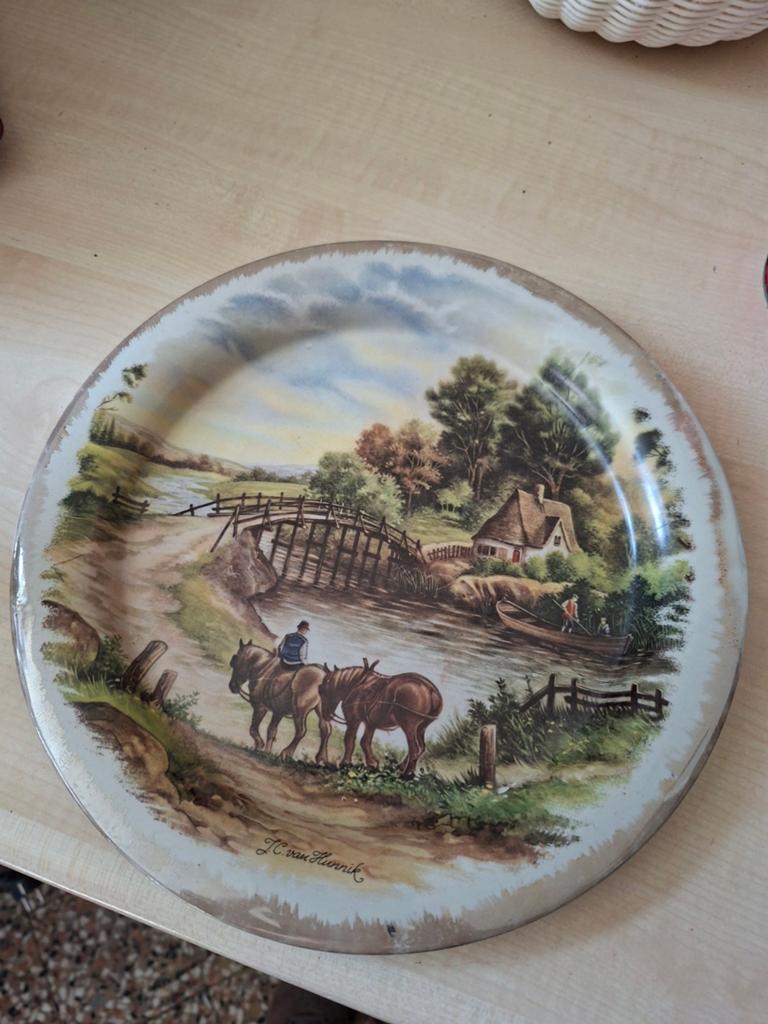 Decoratieve Wandplaat J.C. van Hunnik - Hollands Landschap, Ophalen of Verzenden