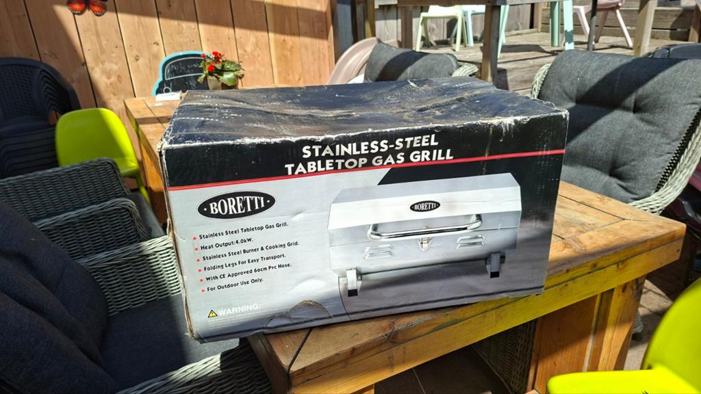 Boretti RVS Tafelmodel Gas Grill - Nieuw in doos, Ophalen of Verzenden, Nieuw, Boretti