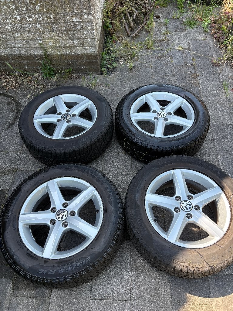 Set VW 16 inch 5 spaaks velgen in uitstekende staat, Ophalen, Gebruikt, Velg(en), 16 inch