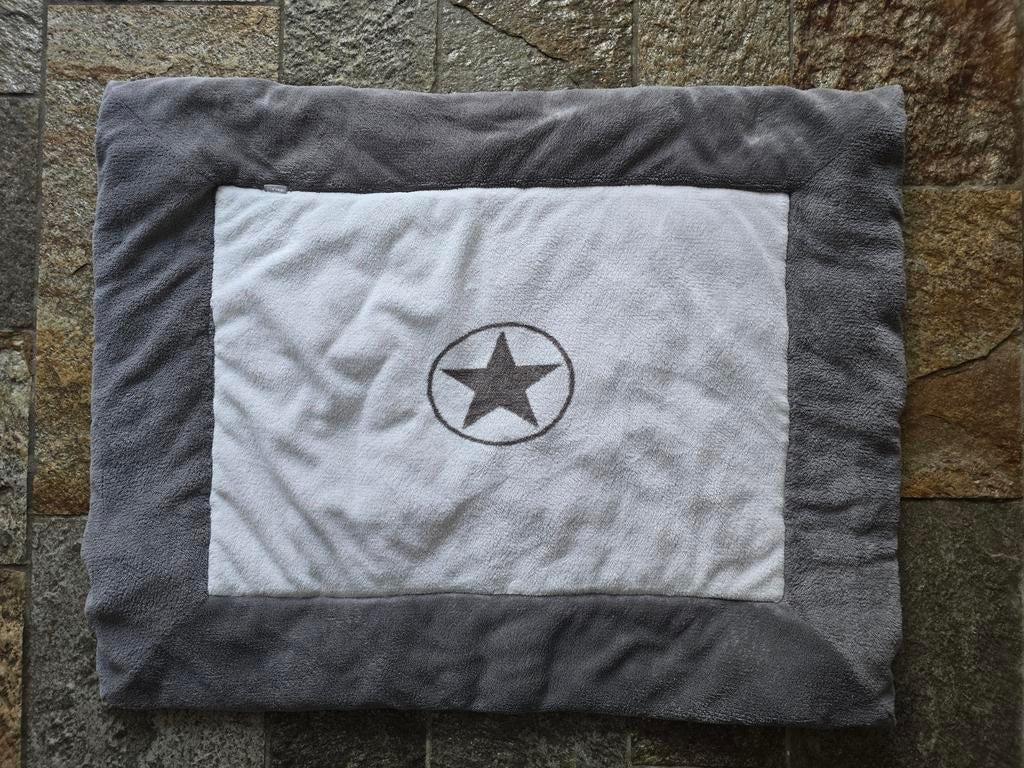 Jollein neutraal boxkleed 80 x 100 cm grijs wit cirkel ster, Kinderen en Baby's, Boxen, Zo goed als nieuw, Rechthoekig, Boxkleed