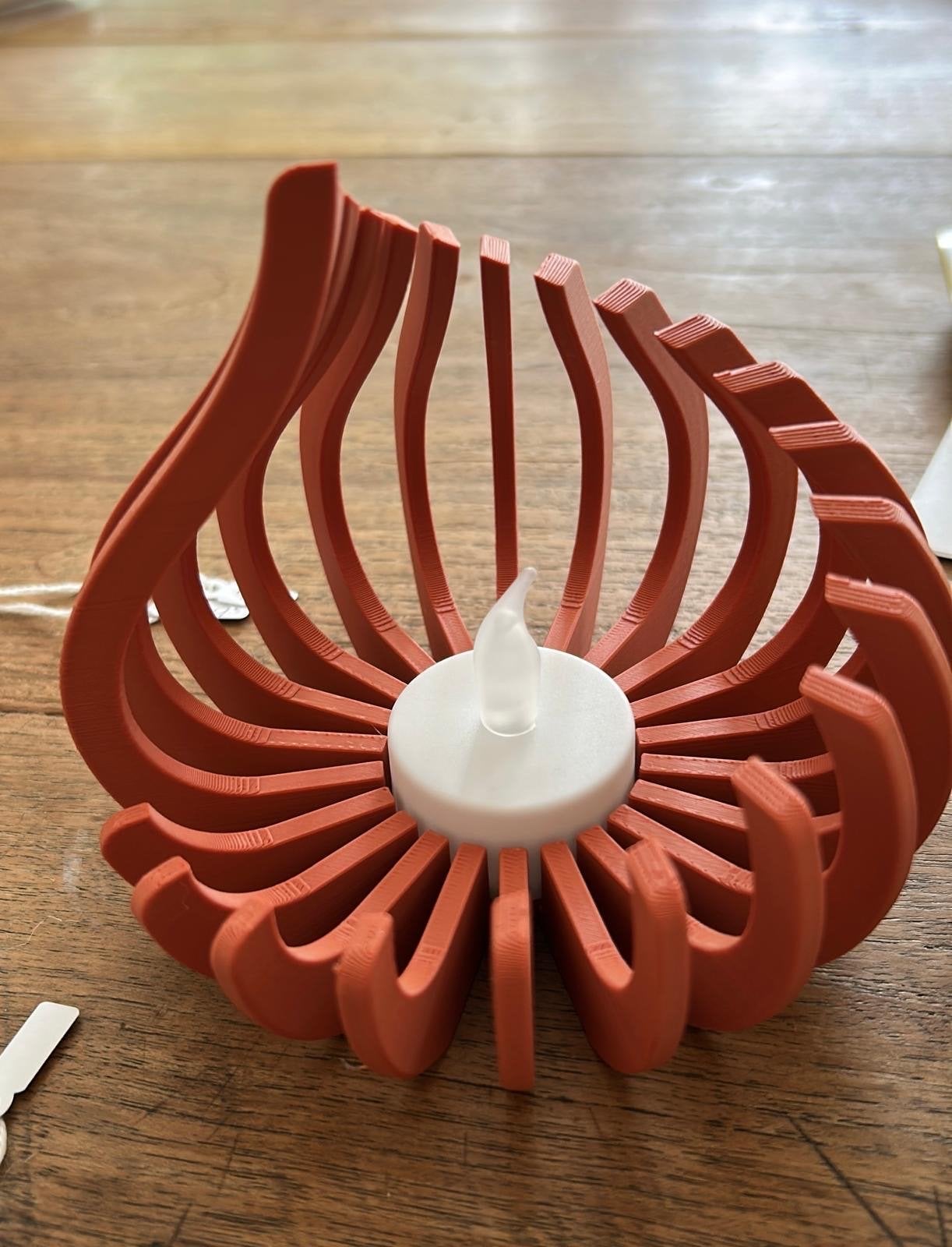 Unieke Waxinelichthouder 'Flame' voor LED kaarsjes, Kunststof, Waxinelichthouder, Nieuw, Oranje
