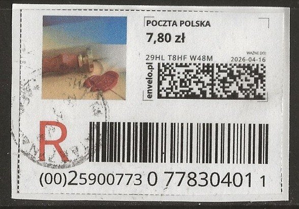 Polen 17, lakstempel, Verzenden, Polen, Gestempeld