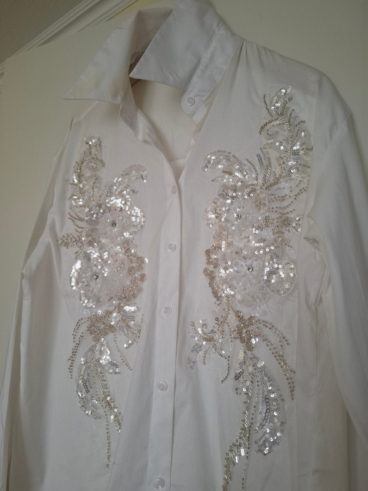 Nemi Pietrasanta witte blouse met pailletten, Wit, Maat 42/44 (L), Nieuw, Ophalen of Verzenden