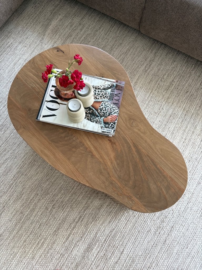 Salontafel organisch, Huis en Inrichting, Tafels | Salontafels, Ophalen, 100 tot 150 cm, 50 tot 100 cm, Zo goed als nieuw