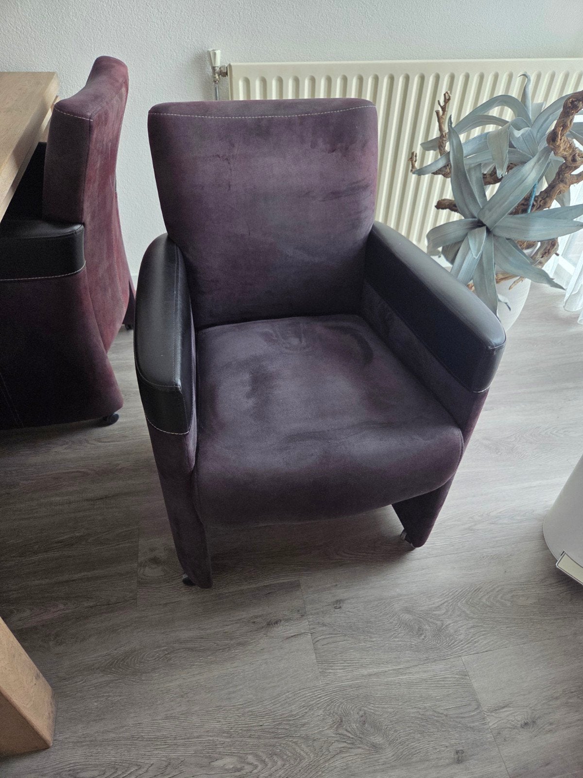 4 zwarte stoffen eetkamerstoelen, Huis en Inrichting, Stoelen, Ophalen, Gebruikt, Zwart, Vier