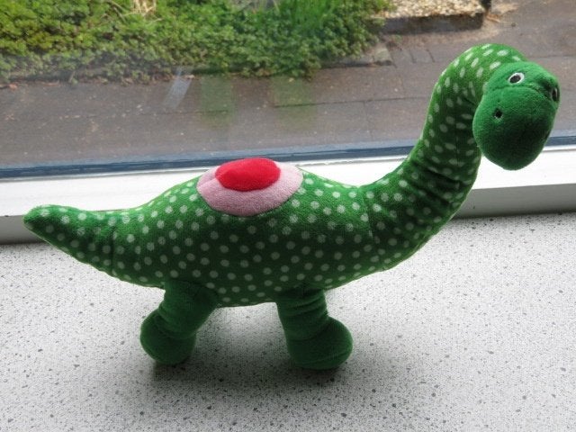 Dinosaurus dino van Hema groen velours lange nek, Hema, Groen, Dinosaurus, Ophalen of Verzenden