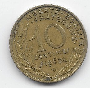 Frankrijk 10 centimes 1963 KM# 929, Verzenden, Frankrijk, Losse munt