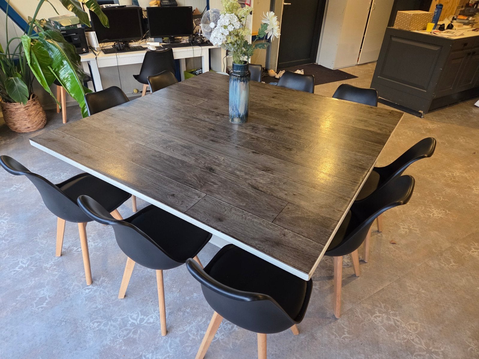 vierlante eettafel 180x180, Ophalen, Gebruikt, 150 tot 200 cm, Vierkant