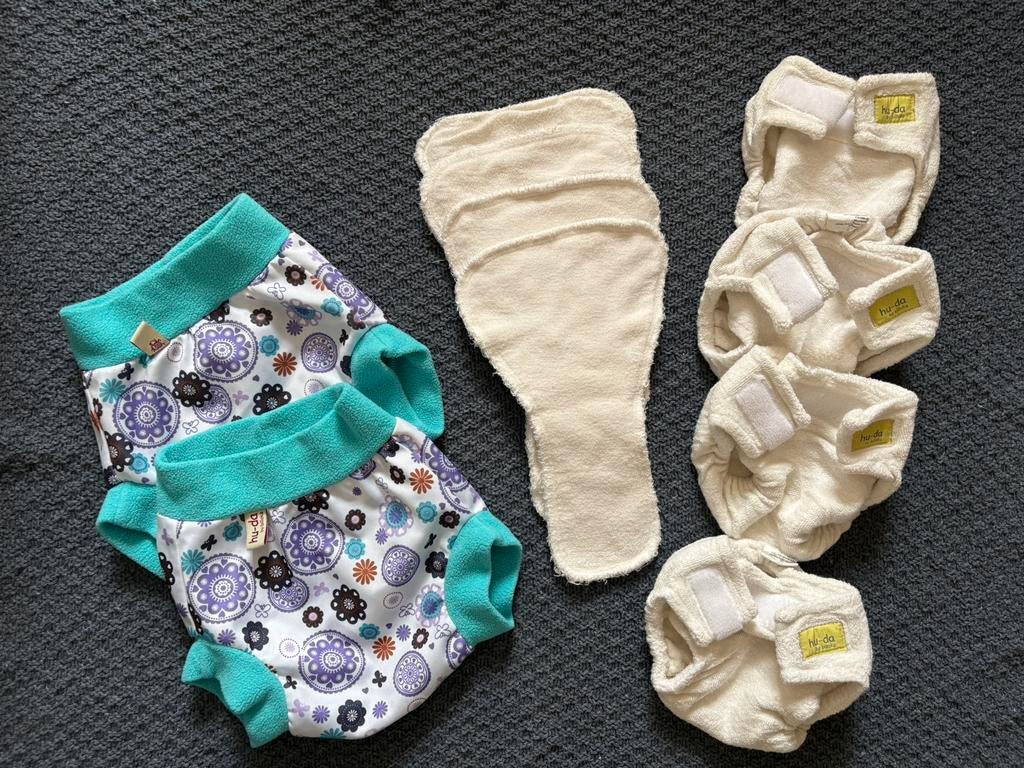 4 Hu-Da newborn luiers met 2 overbroekjes, Ophalen of Verzenden, Zo goed als nieuw