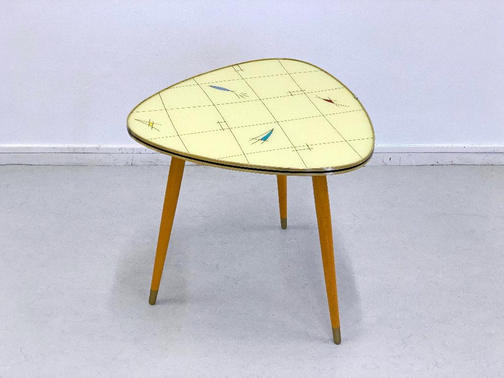 XL Vintage koffietafel salontafel tripod Rockabilly retro, Ophalen, Gebruikt, Mid-century fifties sixties Rockabilly, 55 tot 75 cm