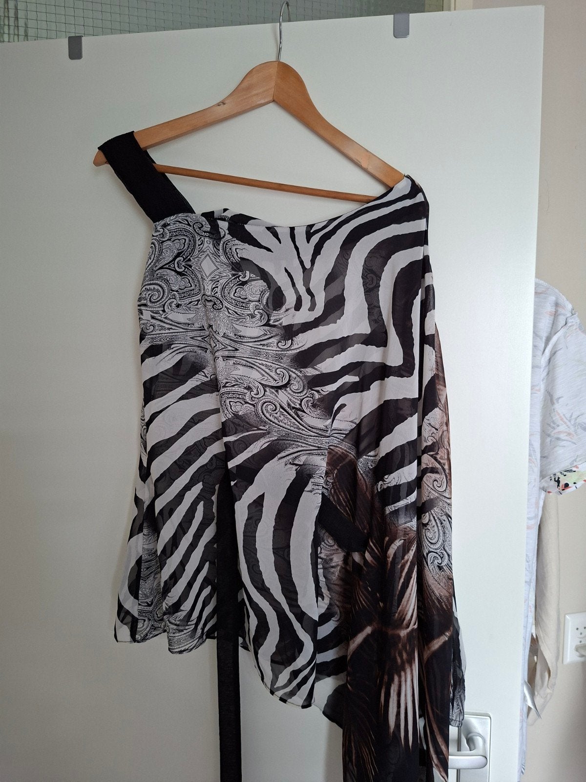 Morgan A-symmetrische Blouse mt. 42 - Zebraprint, Zwart, Maat 42/44 (L), Zo goed als nieuw, Morgan