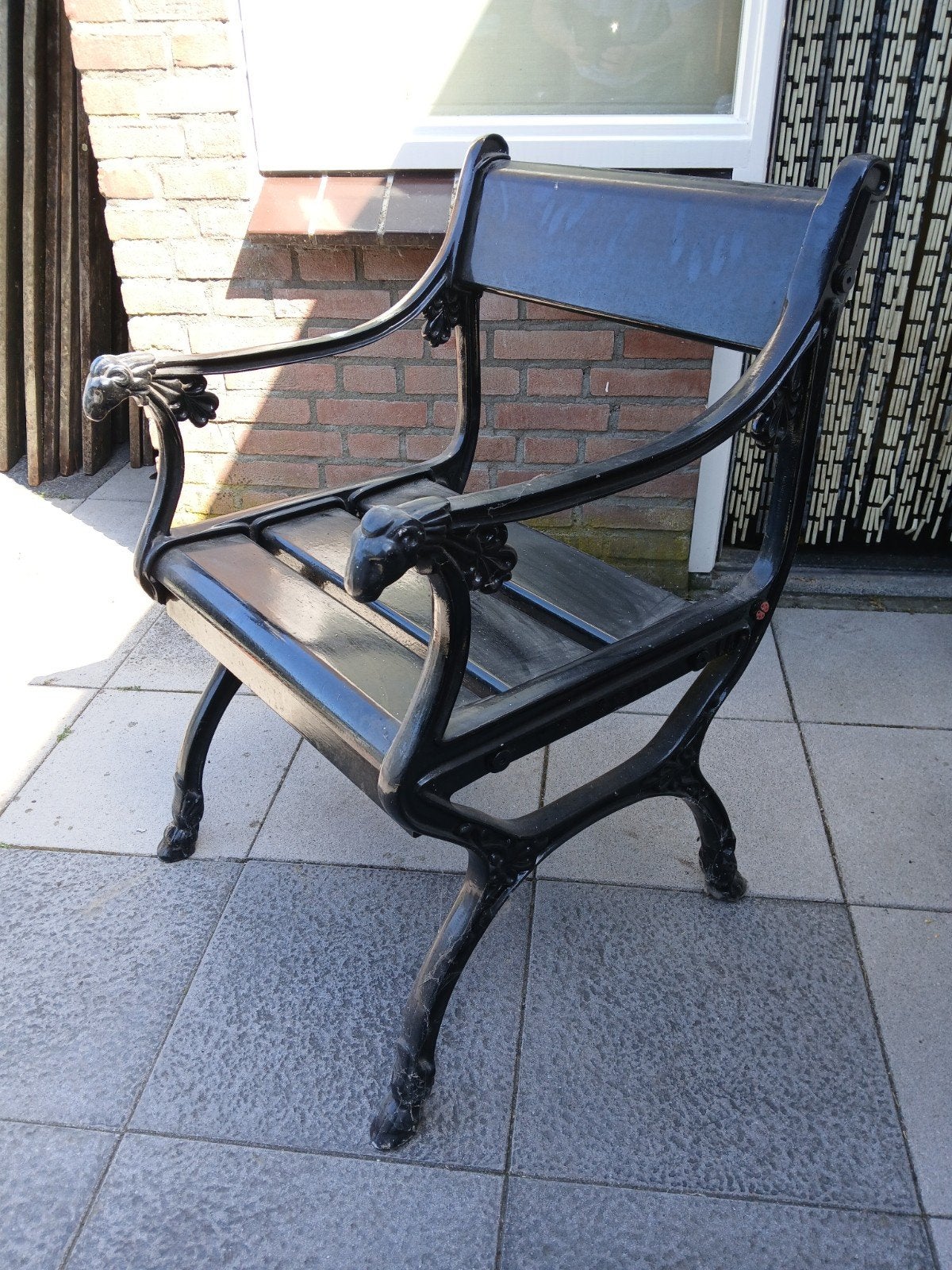 Gietijzeren tuinstoel, Tuin en Terras, Tuinbanken, Ophalen, Gebruikt, Metaal