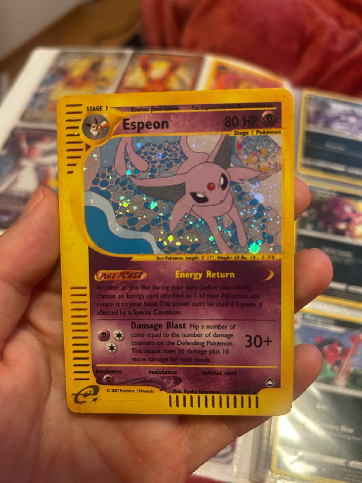 Pokémon Espeon Holo E-reader Skyridge Kaart, Ophalen of Verzenden, Gebruikt, Losse kaart, Foil