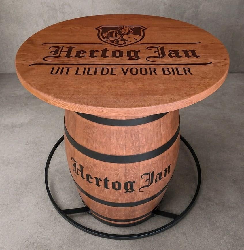 HERTOG JAN wijnvat tafels geleverd in gewenste houtkleur, Ophalen of Verzenden, Nieuw, Overige typen, Hertog Jan