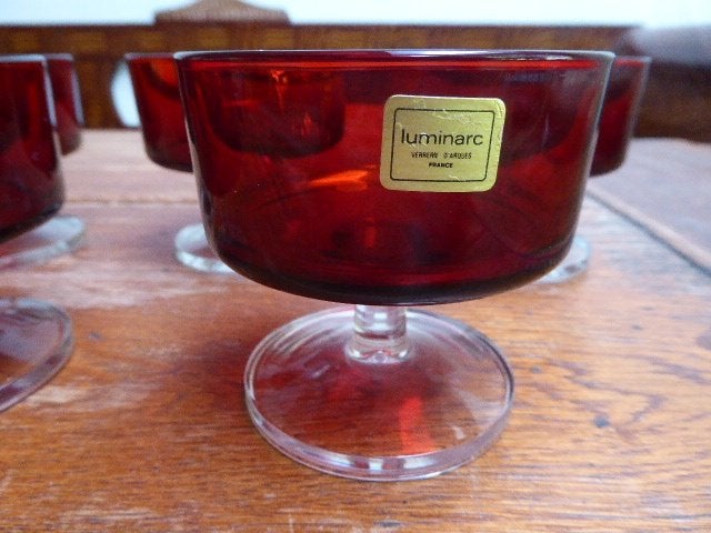 5 robijnrode champagne coupes, Luminarc, Ophalen of Verzenden