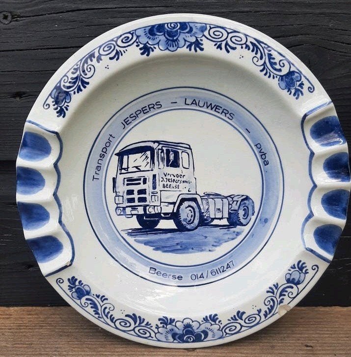 Delfts Blauw Asbak - (Transport Jespers - Lauwers / Beerse), Ophalen of Verzenden, Asbak