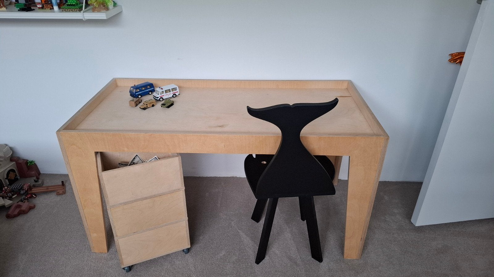 Speeltafel (Lego tafel) met stapelbare opbergbakken + stoel, Ophalen, Scandinavisch, Hout, Zo goed als nieuw