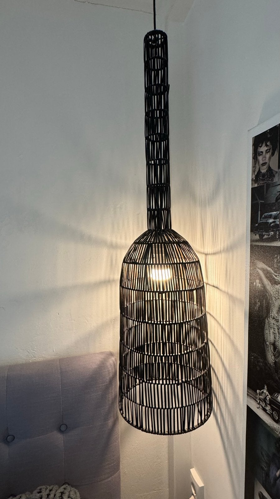 Ay Illuminate Umut 2 designer hanglamp zwart - rotan, Huis en Inrichting, Ophalen, Gebruikt, Natuurlijk materiaal, E27 (groot)