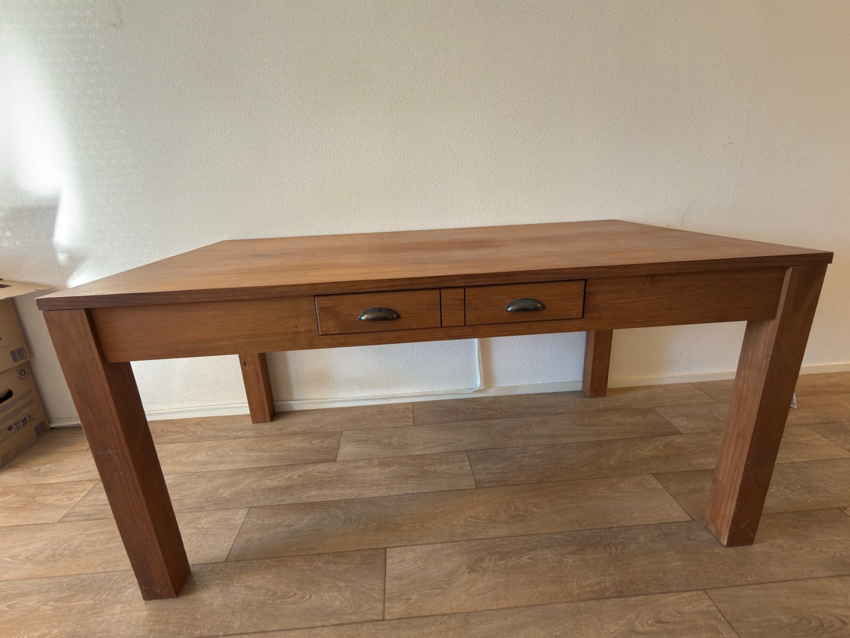 Eettafel met 2 lades, Ophalen, Gebruikt, 50 tot 100 cm, 150 tot 200 cm