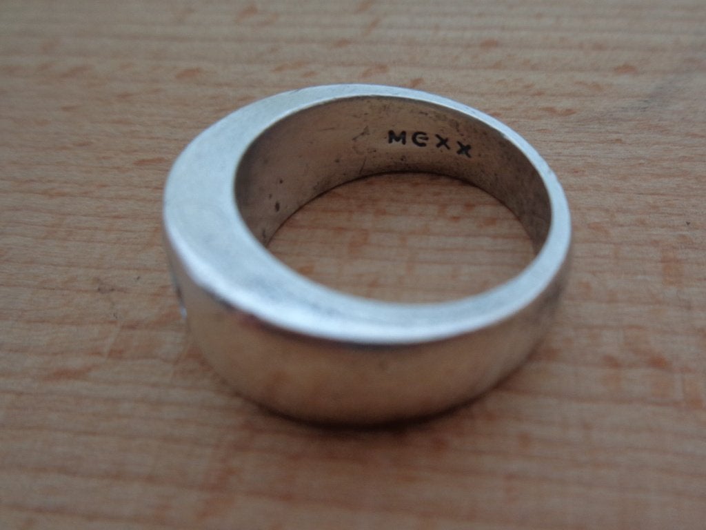 zilveren ring MEXX met blauwe steen [402], Verzenden, Zo goed als nieuw, 17 tot 18, Dame