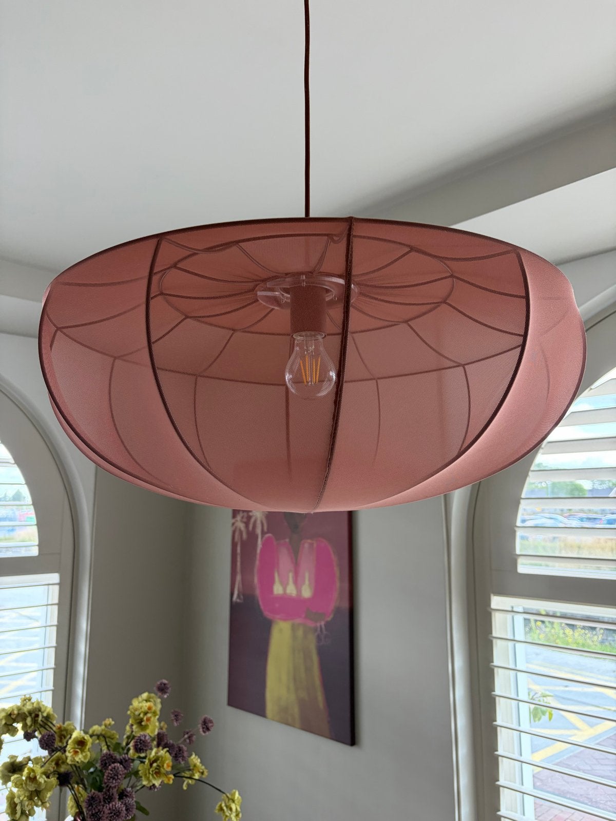 Roze hanglamp Beau van westwing , zo goed als nieuw, Ophalen of Verzenden, Zo goed als nieuw, Textiel, E27 (groot)