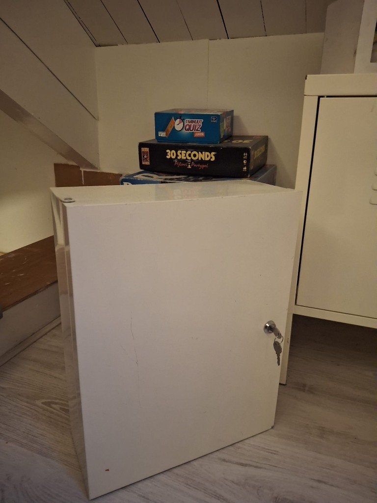 afsluitbaar metalen kastje ikea, Ophalen, Gebruikt, Industreel