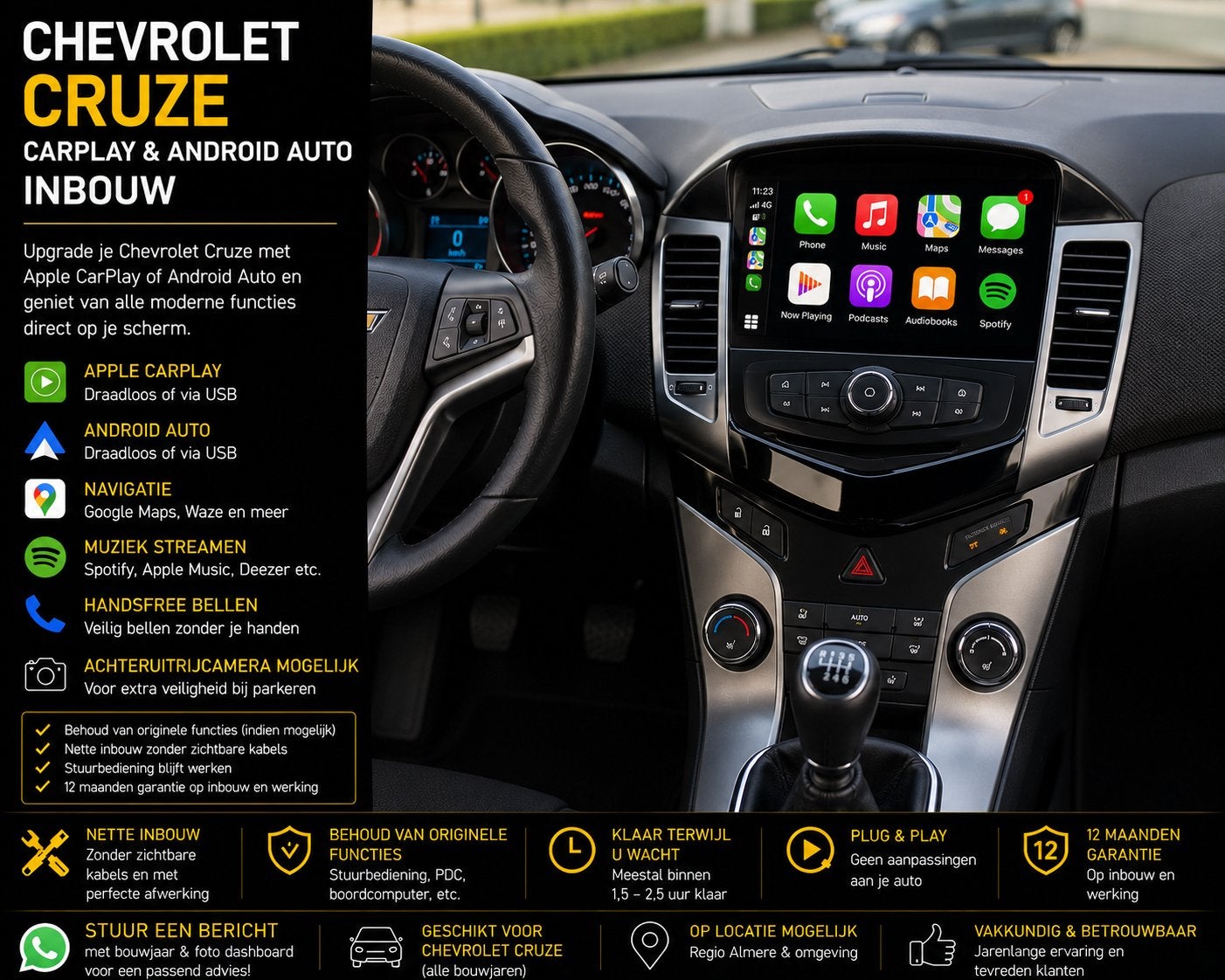 Chevrolet Cruze CarPlay & Android Auto Inbouw, Ophalen, Nieuw