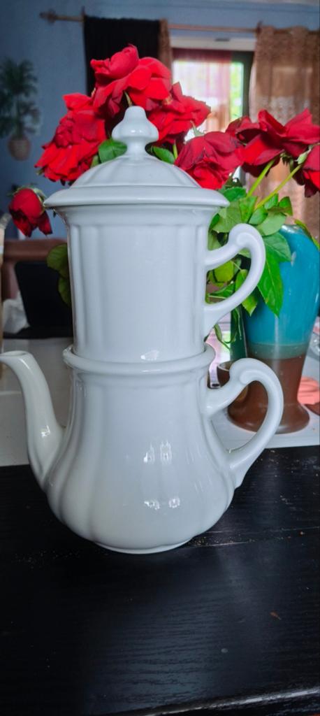 Vintage Walküre Karlsbader Koffiepot - Wit Porselein, Ophalen of Verzenden