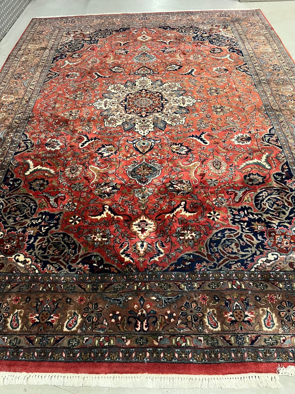 Perzisch tapijt handgemaakt 350x250, Ophalen, Bruin, 200 cm of meer, Zo goed als nieuw