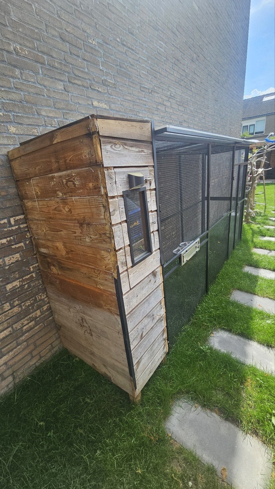 Voliere met nachthok, Dieren en Toebehoren, Ophalen, Gebruikt, Hout, Volière