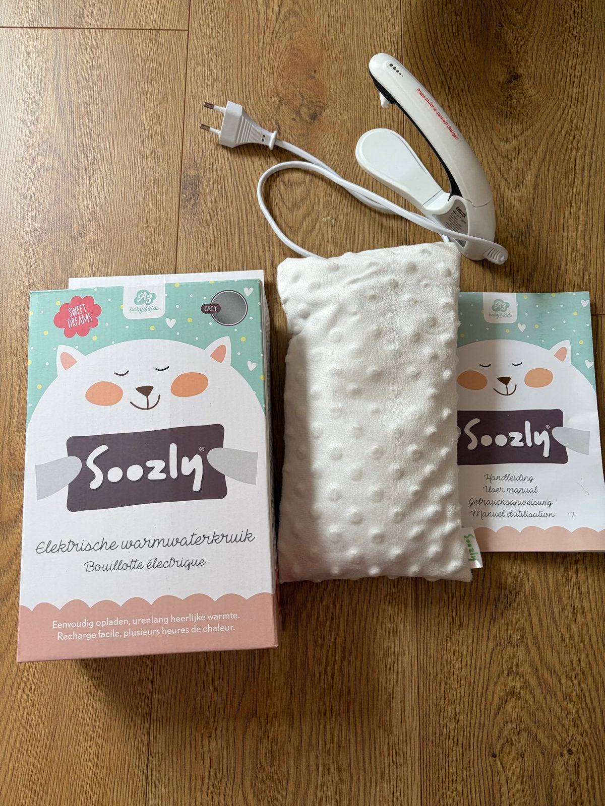Soozly elektrische warmwater Babykruik incl witte kruikenzak, Ophalen, Zo goed als nieuw