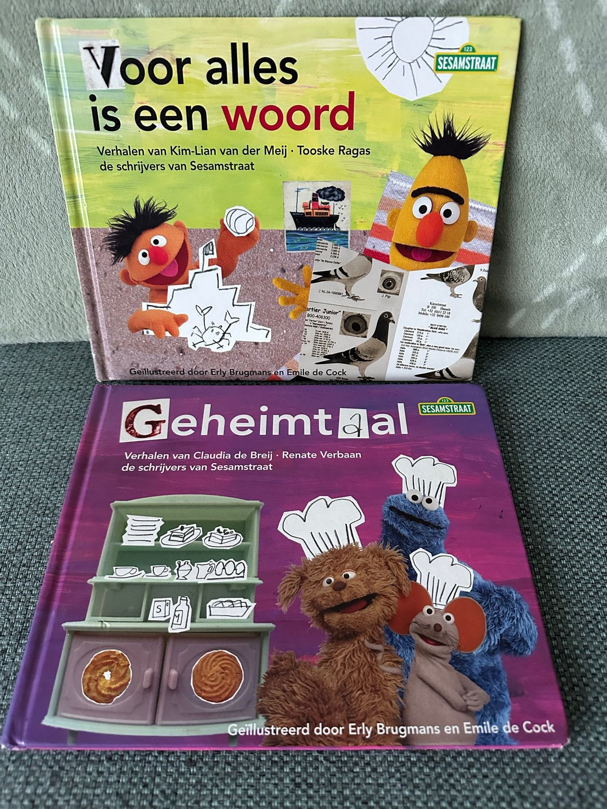 2 Sesamstraat prentenboeken: Voor alles is een woord & Gehei, Ophalen of Verzenden, Gelezen, Prentenboek