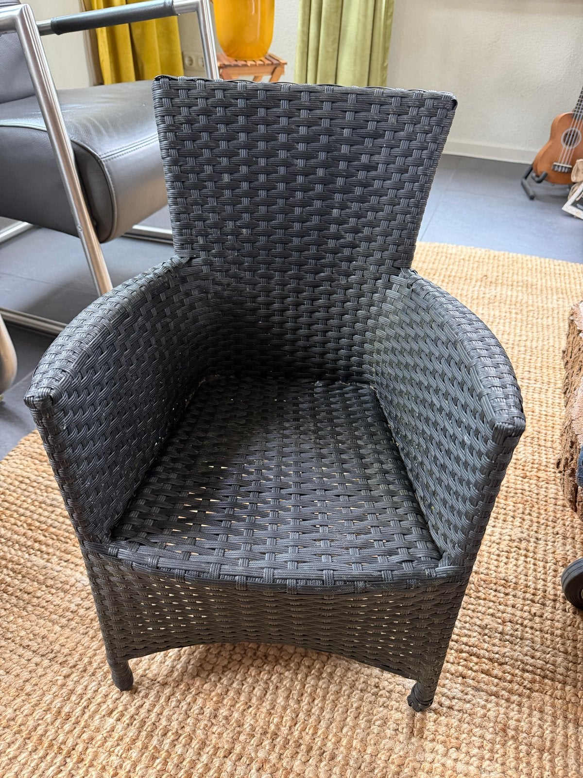 Donkergrijze Wicker kinder tuinstoel - Zo goed als nieuw, Ophalen, Zo goed als nieuw, Kunststof