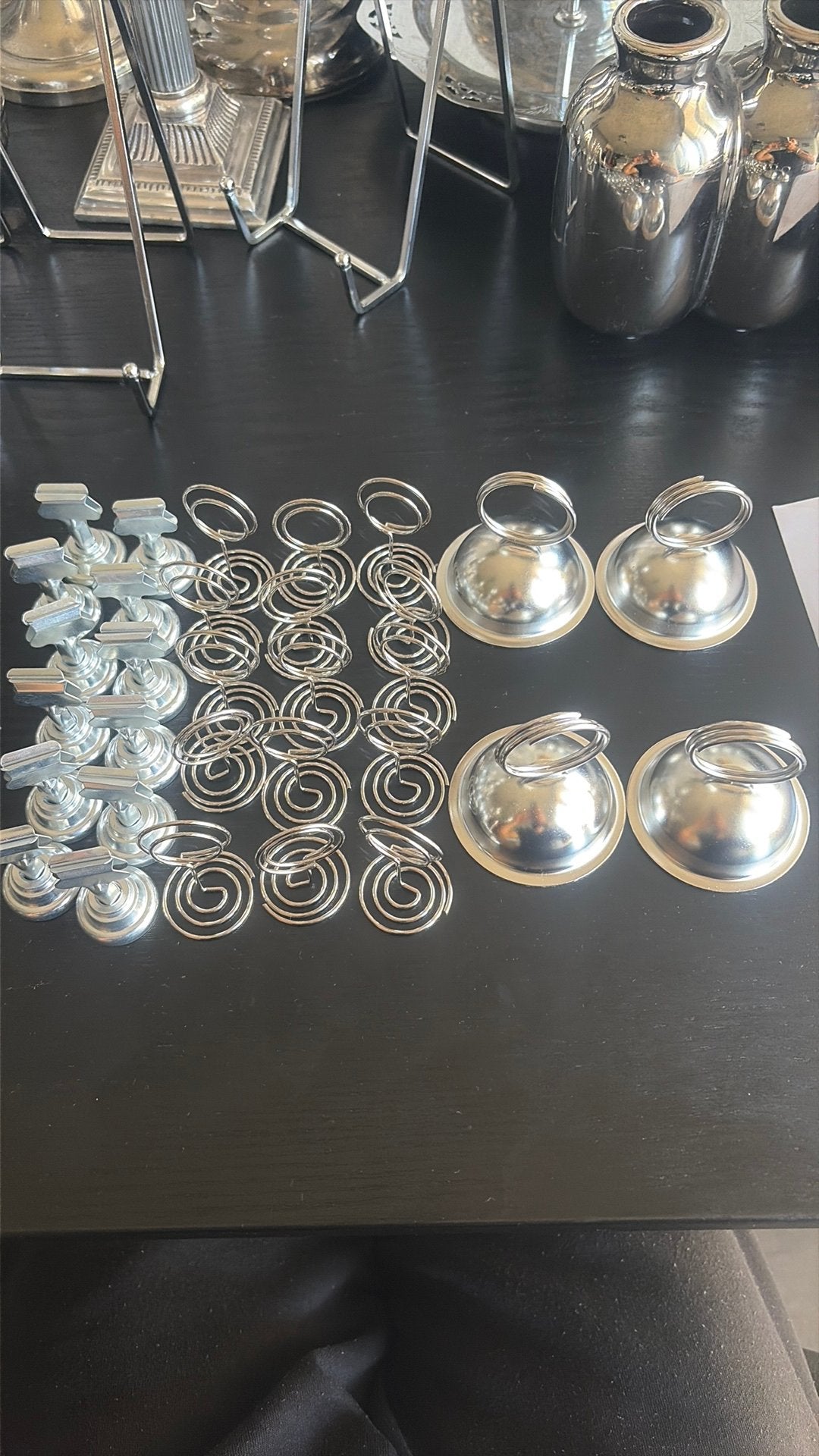 Set van 16 metalen kaarthouders / menukaarthouders, Ophalen of Verzenden, Gebruikt, Zilver, Metaal