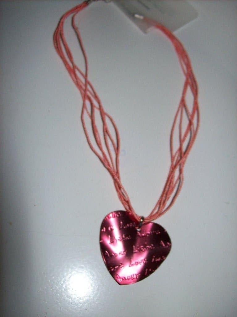 Ketting Roze Koorden Mooi Rood Hangertje Love Liebe etc, Nieuw, Ophalen of Verzenden, Rood, Overige materialen