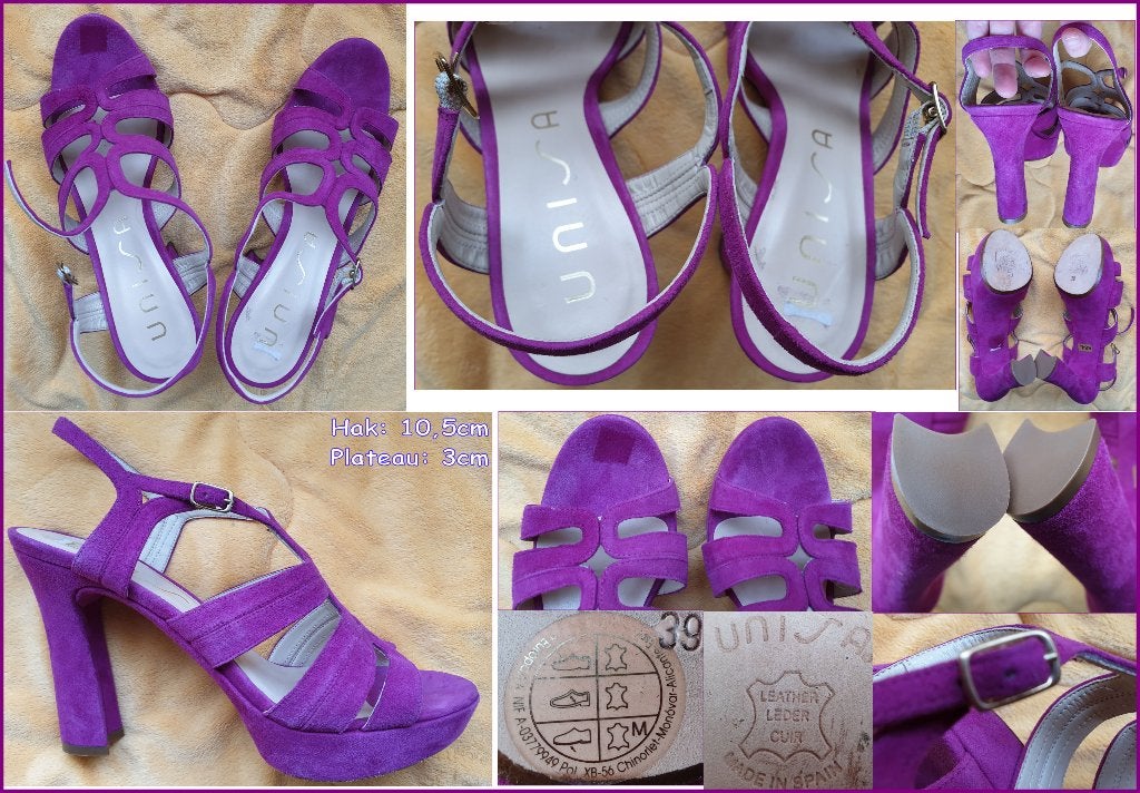 UNISA fel paarse leren (nubuck) sandalen/hakken mt 39 nieuw, Zwart, Ophalen of Verzenden, Unisa, Sneakers of Gympen