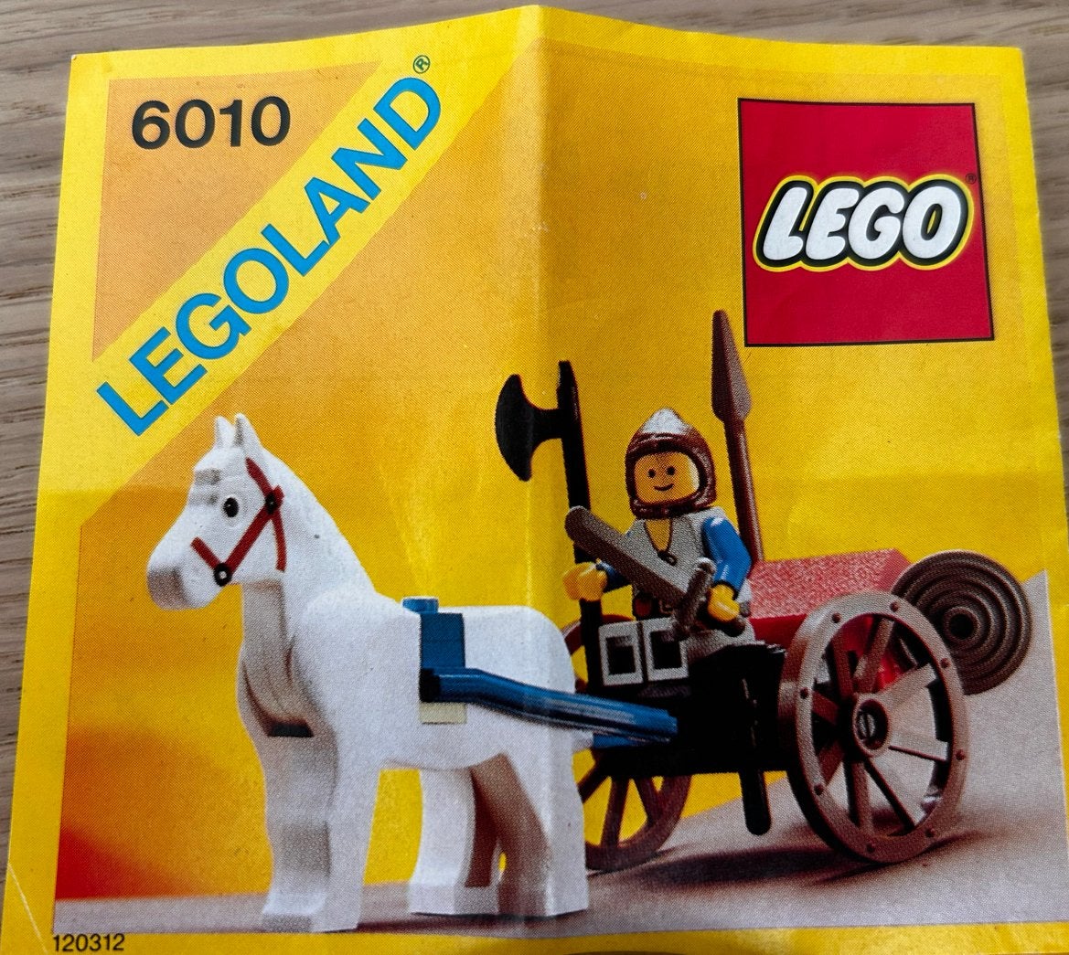 Lego Legoland 6010: Ridder met paard en kar, Gebruikt, Lego, Ophalen of Verzenden, Compleet