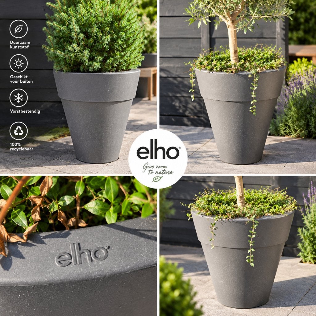 2 x Grote hoge Elho kunststof buitenpotten in mooie staat, Ophalen, Kunststof, 40 cm of meer, Rond