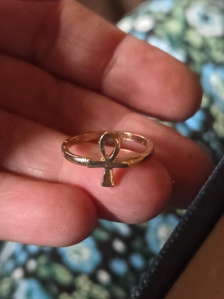 Gouden Ankh Ring - Egyptisch Symbool, Overige materialen, Nieuw, Ophalen of Verzenden, 17 tot 18