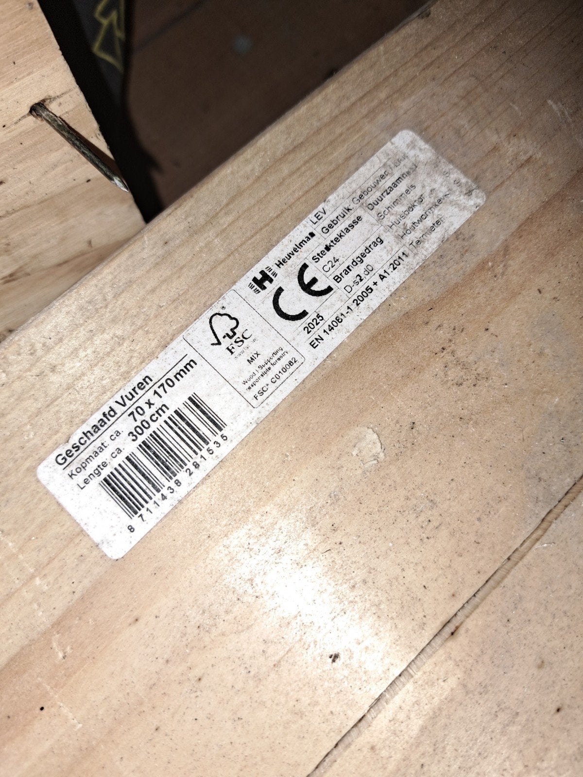 2 Geschaafde Vuren Balken 70x170mm, Lengte 300cm, Nieuw, Ophalen of Verzenden, Balk, Vuren
