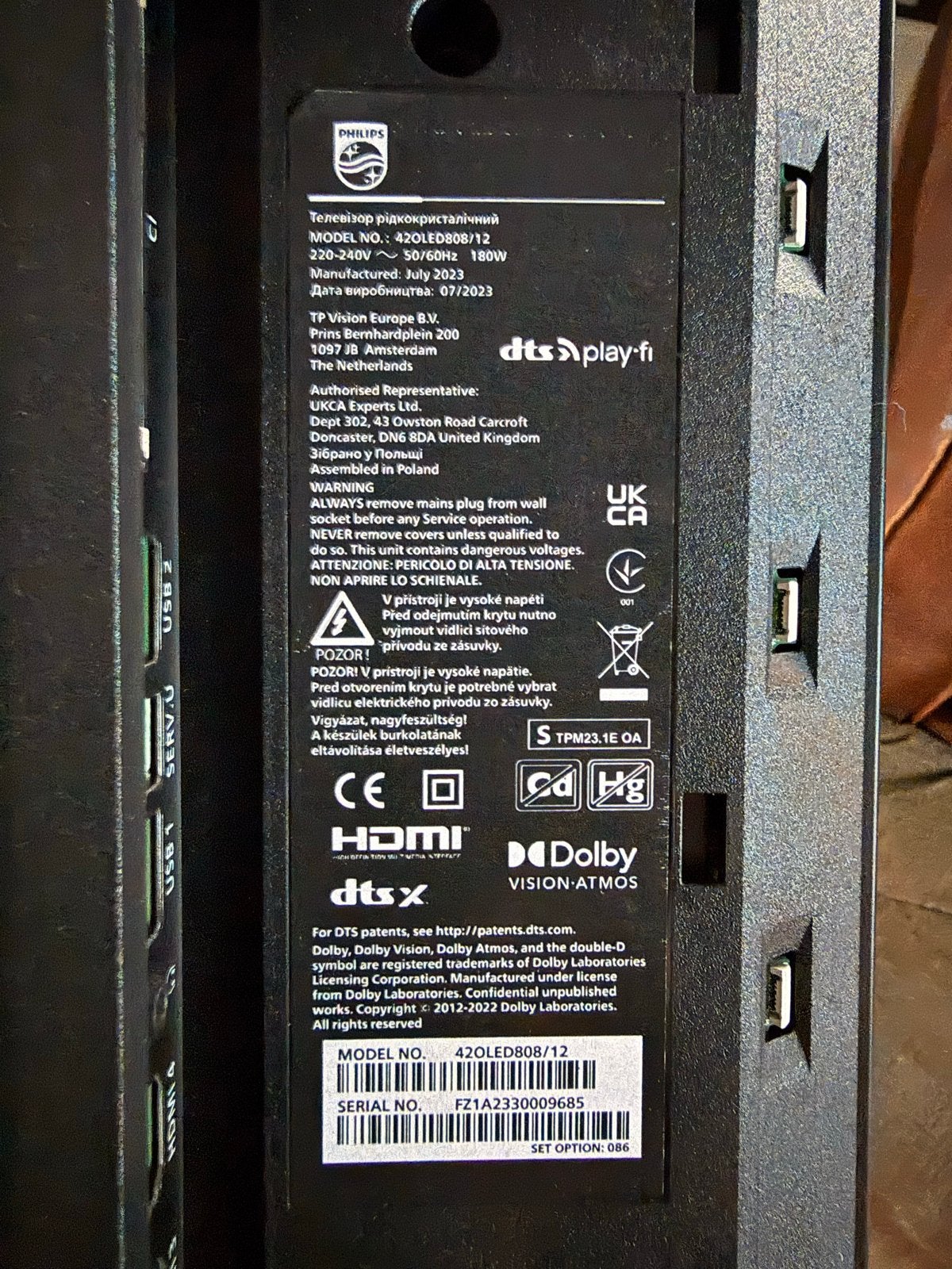 Philips 42 inch 42OLED808/12 OLED TV - Zo goed als nieuw, Ophalen, Philips, 50 Hz, OLED