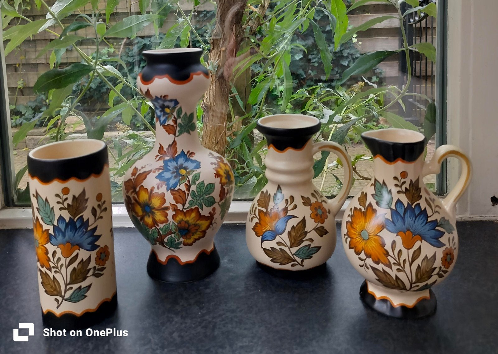 4-delige set Gouds Plateel Flora vazen en kannen, Ophalen of Verzenden