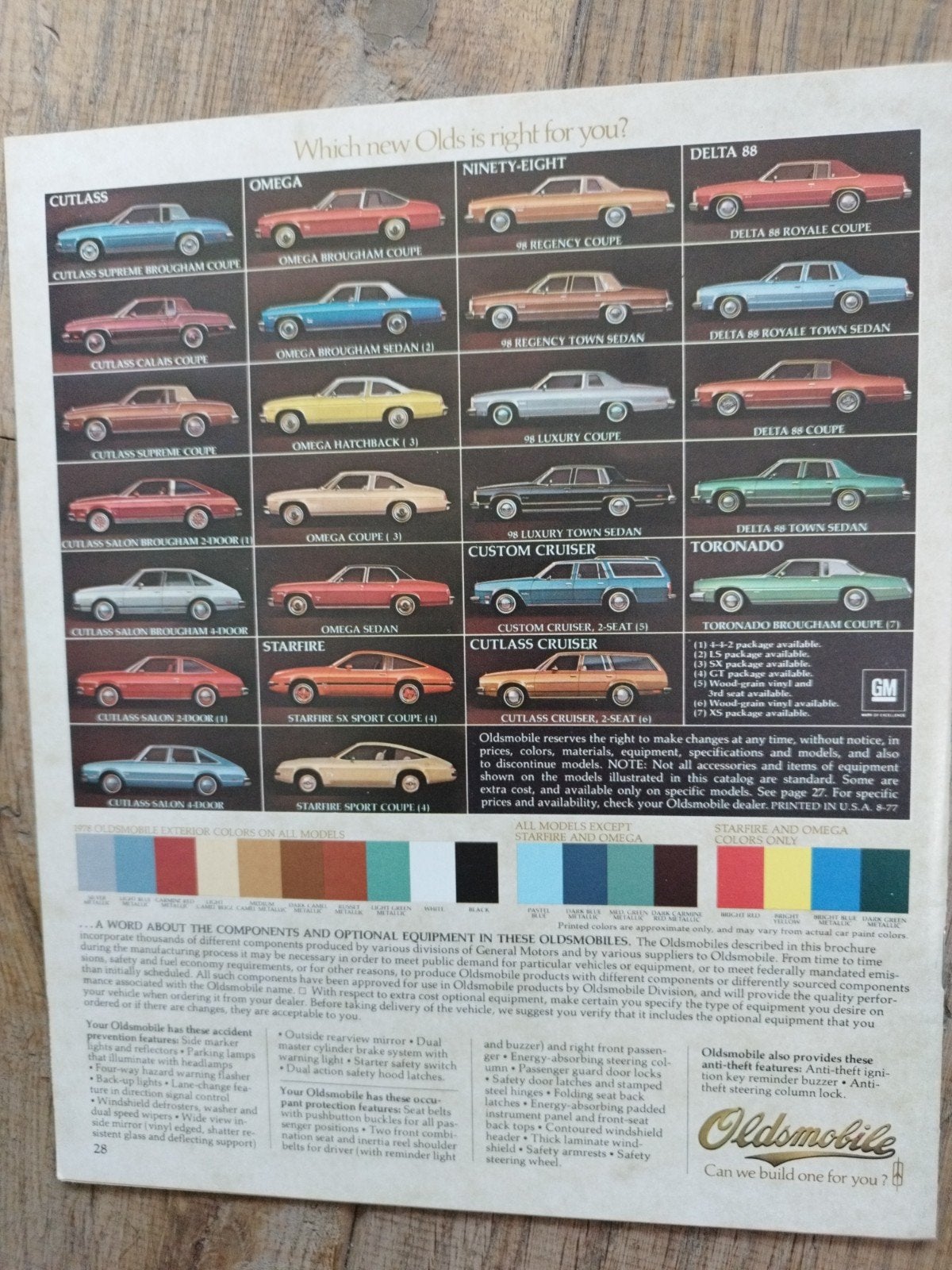 Oldsmobile brochure 1978 - Engels - 28 pagina's, Ophalen of Verzenden, Zo goed als nieuw, Overige merken, Oldsmobile