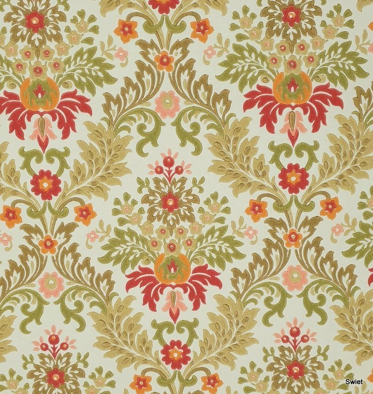 13210 barok bloemen behang met roze en lila swiet, Ophalen of Verzenden, Roze