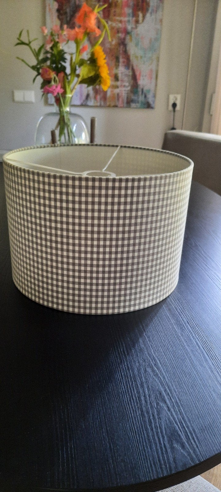 Lampenkap rond, geruit - diameter 30 cm, hoogte 20 cm, Ophalen, Gebruikt, Meerkleurig, Rond